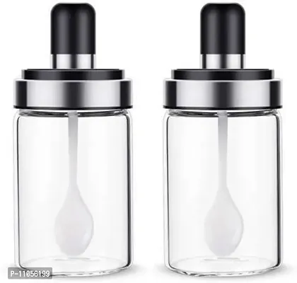 Borosilicate Glass 2 Jars with Basting Brush Spice Spoon 500ml 2 Piece Spice Set  (Glass)-thumb0