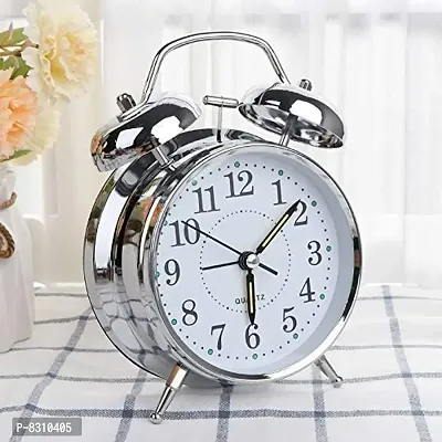 Metal Vintage Look Twin Bell Table Alarm for Heavy Sleepers Wind-Up Clock with Night Led Light-thumb0