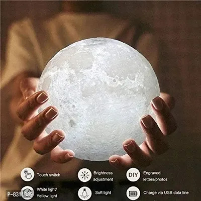 3D 7 Color Changing Moon Night Rechargeable Lamp with Stand Night lamp for Bedroom Lights for Adults and Kids Home Room Beautiful Indoor Lighting - 15CM-thumb2