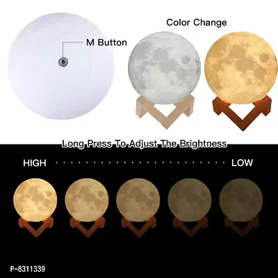 3D 7 Color Changing Moon Night Rechargeable Lamp with Stand Night lamp for Bedroom Lights for Adults and Kids Home Room Beautiful Indoor Lighting - 15CM-thumb5