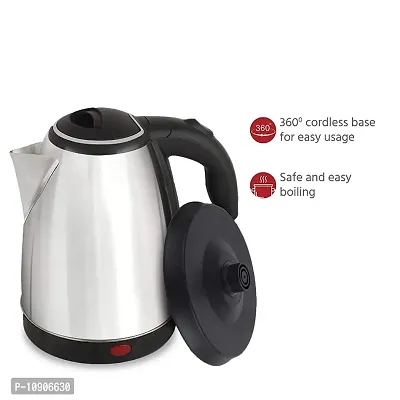 Electric Kettle with Stainless Steel Body, 2 litre, used for boiling Water, making tea and coffee, instant noodles, soup etc. 1500 Watt (Silver)-thumb0