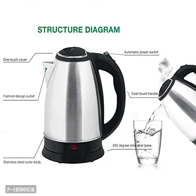 Electric Kettle with Stainless Steel Body, 2 litre, used for boiling Water, making tea and coffee, instant noodles, soup etc. 1500 Watt (Silver)-thumb2