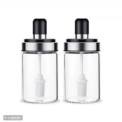 Modern Glass Storage Jars - 250 ml Glass Pickle Jar  (Pack Of 2 , Clear)