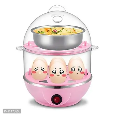Multi-Function Electric 2 Layer Egg Boiler Cooker Steamer, Double Layer Egg Boiler Electric Automatic Off 14 Egg Poacher for Steaming, Cooking, Boiling and Frying-thumb3