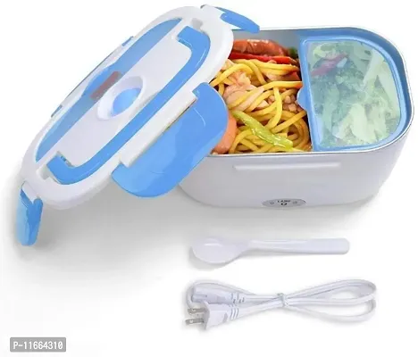 Electric Lunch Box Hard Plastic Multi-Function Electric Heated Portable Food Warmer Electric Power in Tiffin Warmer Box Office for Men and Women, Kids Tiffin Lunch Box Lunch With Spoon and Cable(BLUE)