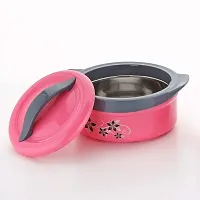 Inner Steel Insulated Casserole Hot Pot for Roti/Chapati Hot Box Chapati Box/Casserole 1500ml (Pink)-thumb1