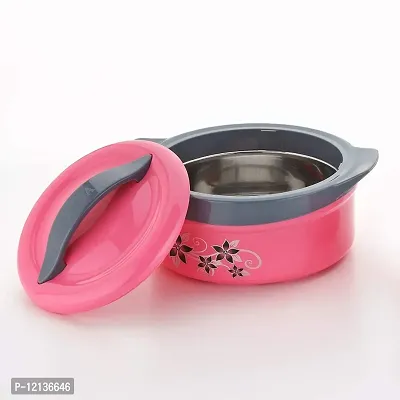 Inner Steel Insulated Casserole Hot Pot for Roti/Chapati Hot Box Chapati Box/Casserole 1500ml (Pink)-thumb2