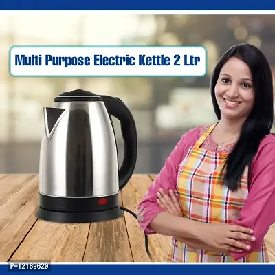 Electric Kettle 2L with Stainless Steel Body, Easy and Fast Boiling of Water for Instant Noodles, Soup, Tea etc.-thumb0