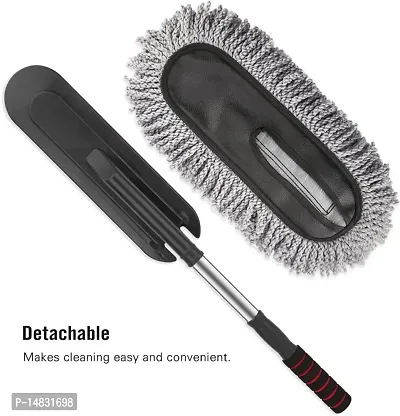 Super Soft Microfiber Car Duster Exterior with Extendable Handle, Car Brush Duster for Car Cleaning Dusting - Grey-thumb0