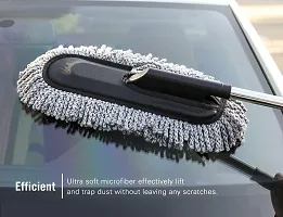 Super Soft Microfiber Car Duster Exterior with Extendable Handle, Car Brush Duster for Car Cleaning Dusting - Grey-thumb1