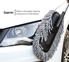 Super Soft Microfiber Car Duster Exterior with Extendable Handle, Car Brush Duster for Car Cleaning Dusting - Grey-thumb2