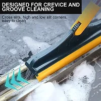 yellow colored  ,plastic Bathroom Cleaning Brush with Wiper 2 in 1 Tiles Cleaning Brush Floor Scrub Bathroom Brush with Long Handle 120deg; Rotate Bathroom Floor Cleaning Brush  Yellow colored plastic-thumb2