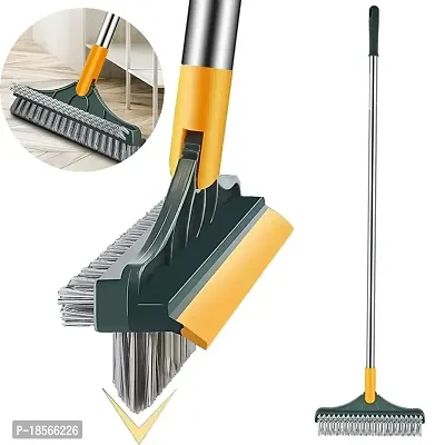 Bathroom Cleaning Brush with Wiper 3 in 1 Tiles Cleaning Brush Floor Scrub Bathroom Brush with L-thumb0