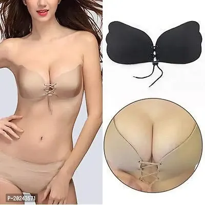 Silicone Gel Invisible Bra Self-Adhesive Stick On Push up Strapless Bra Silicone Peel and Stick Bra Pads Silicone Push Up Bra Pads (Free Size) PACK OF 2-thumb0