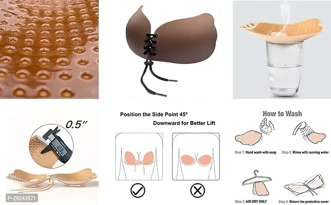 Silicone Gel Invisible Bra Self-Adhesive Stick On Push up Strapless Bra Silicone Peel and Stick Bra Pads Silicone Push Up Bra Pads (Free Size) PACK OF 2-thumb3