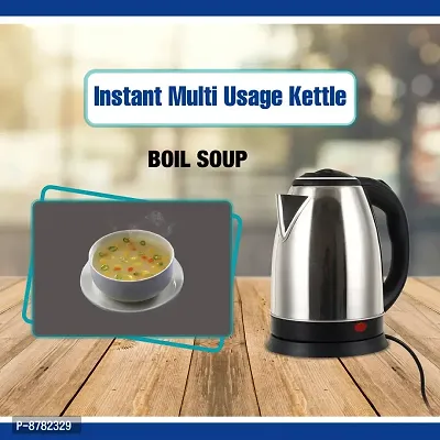 Electric Kettle with Stainless Steel Body, 2 litre, used for boiling Water, making tea and coffee, instant noodles, soup etc. 1500 Watt (Silver)-thumb3