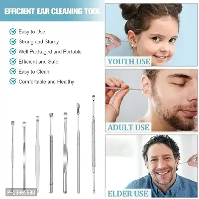 Ear Wax Cleaner Kit with a Storage Box - Set of 6 (Silver Color) | Remover Tool | Ear Wax Picker for Baby and Adults | Delicate as Cotton Effective Comfortable | Spring Ear Wax Cleaner
