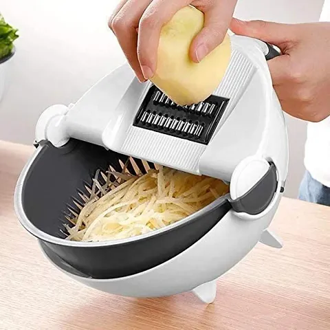 Kairav? 7 in 1 Multifunction Portable Vegetable Cutter with Drain Basket Magic Rotate Vegetable Slicer Chopper and 7 Different Cutter Kitchen Tool
