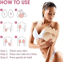 Women Lift up Invisible Bra Tape Push up Strapless Bra Self Adhesive Backless Sticky Bra Rabbits Ears Shape Breast Lift Petals Reusable Beige-thumb3