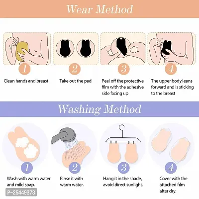 Women Lift up Invisible Bra Tape Push up Strapless Bra Self Adhesive Backless Sticky Bra Rabbits Ears Shape Breast Lift Petals Reusable Beige-thumb5