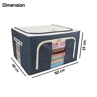 Fabric Clothes Storage Box for Wardrobe Cloth, Saree, Towel, Blanket Foldable Organizer Bag with Steel Frame, Top and Fr (66L)-thumb1