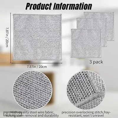 (pack of 3 ) N Double Layer Multifunctional Non Scratch Wire Dish Cloth Non Scratch Mesh Cloth for Wet  Dry Cleaning Wire Mesh Cleaning Cloth