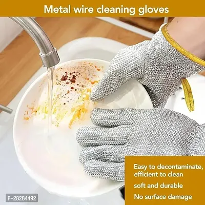 Multifunctional Wire Dishwashing Steel Wire Insulated Waterproof Gloves - 2 Pc-thumb2