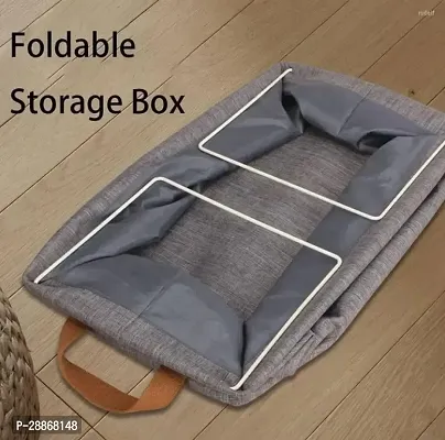 (pack of 1 )  Large Foldable Cloth Basket for Storage with Metal Frame  Handle,Space Saver Wardrobe Bin Box Organizer-thumb2