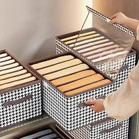 DN BROTHERS(pack of 1 ,54*30*18 CM) Wardrobe Organizer for Clothes with Metal Frame Rectangle Storage Baskets for Clothing Fabric Storage Box with cover-thumb2