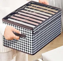 DN BROTHERS (pack of 1 ,54*30*18 CM) Cloth Storage Box 26L with Cover  6 Grid | Foldable Clothes Organizer Storage Box for Wardrobe, Saree, Shirts-thumb1