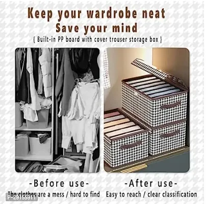 DN BROTHERS (pack of 1 ,54*30*18 CM) Cloth Storage Box 26L with Cover  6 Grid | Foldable Clothes Organizer Storage Box for Wardrobe, Saree, Shirts-thumb5