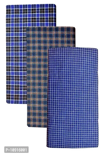 Stylish Fancy Cotton Checked 2Mtr Lungis Combo For Men Pack Of 3