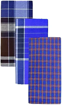 Elite Multicoloured Cotton Striped Lungis For Men Pack Of 3-thumb2