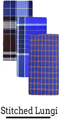 Elite Multicoloured Cotton Striped Lungis For Men Pack Of 3-thumb1