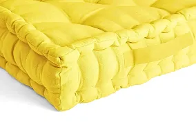 Encasa Homes Square Floor Cushions 40 x 40 x 8 cm - Sunbeam Yellow - Solid Dyed Canvas with Cotton Filler Large Size for Seating Meditation Yoga Pooja Guests Living Room Bedroom-thumb1