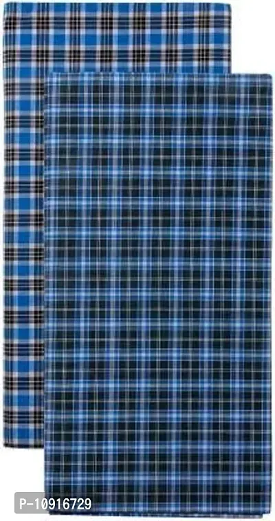 Stylish Fancy Cotton Checked 2Mtr Lungis Combo For Men Pack Of 2-thumb0