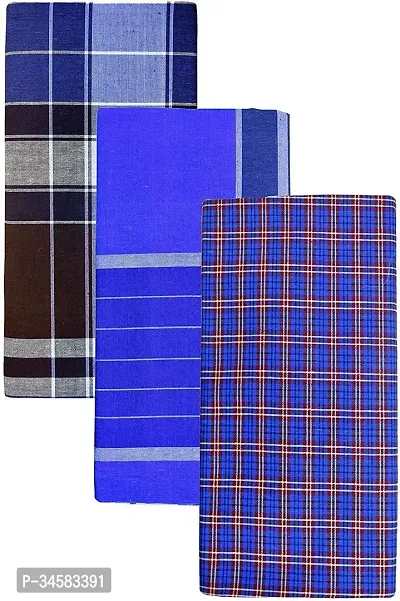 Elite Multicoloured Cotton Checked Lungis For Men Pack Of 3-thumb0