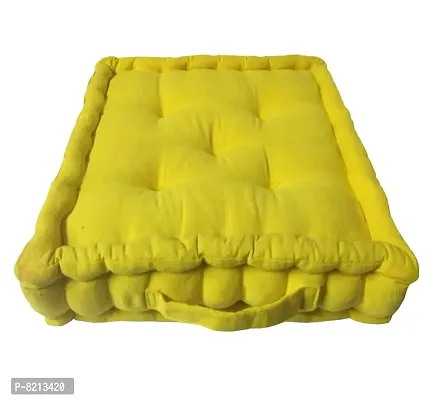 New Ladies Zone Striped Floor Cotton Cushion (40 X 40 cm, 14 x 14 inch,Yellow)