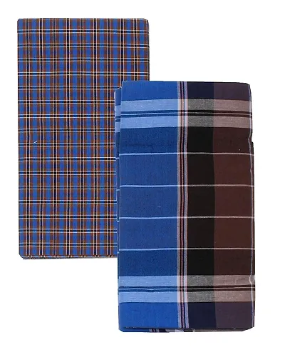 Stylish Fancy Checked 2Mtr Lungis Combo For Men Pack Of 2