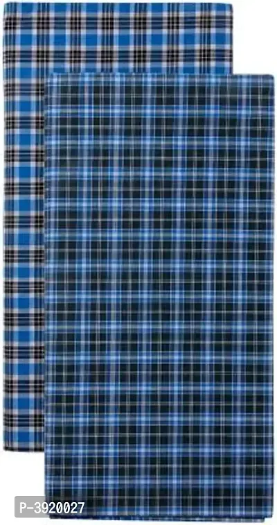 Men Multicoloured Cotton Checked Without Pocket Lungis Pack Of 2-thumb0