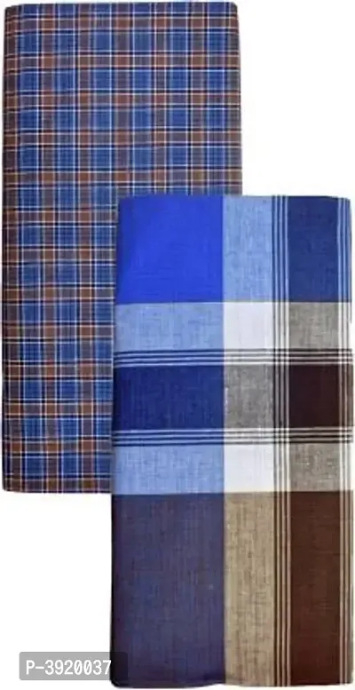 Men Multicoloured Cotton Checked Without Pocket Lungis Pack Of 2