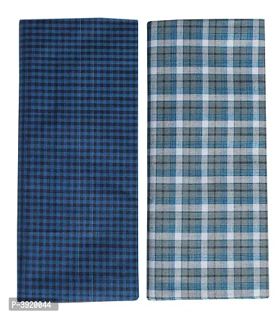 Men Multicoloured Cotton Checked Without Pocket Lungis Pack Of 2