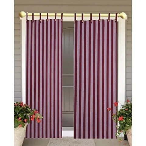 Red Stripe Loop Door Curtain Set of 2 PCS