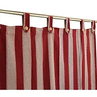 Maroon Strip Door Curtains Set of 2 pc 100% Cotton-thumb2