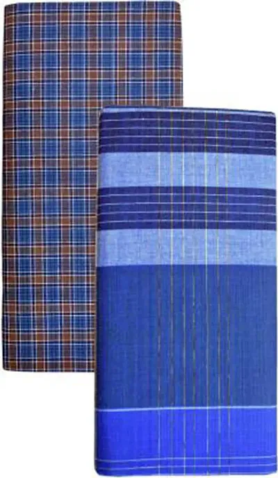 Men's Multicoloured Cotton Checked Lungis Pack Of 2