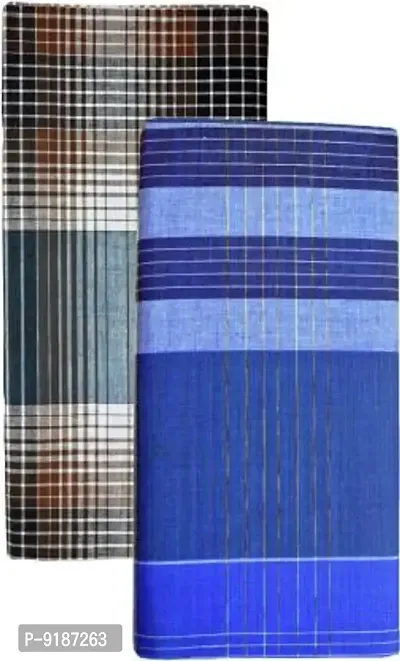 Cotton stithed lungi  2 Mtr Set of 2PCS-thumb0