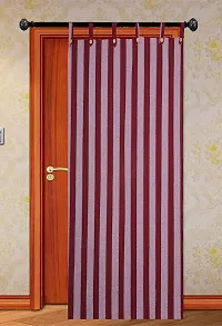 Maroon Stripe Loop Door Curtains Set of 2 pc-thumb3