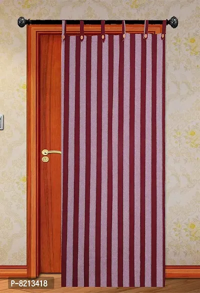 Maroon Stripe Loop Door Curtains Set of 2 pc-thumb4