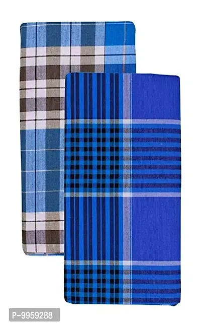 Stylish And Comfortable Cotton Checked Lungis Combo For Men Pack Of 2