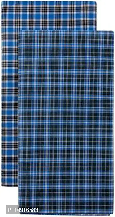 Stylish Fancy Cotton Checked 2Mtr Lungis Combo For Men Pack Of 2-thumb0